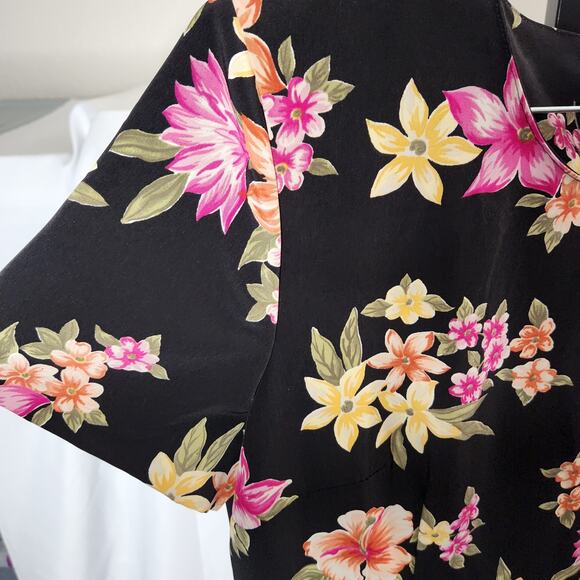 Kathie Lee Vintage Maxi Shift Dress Round Neck Short Sleeve Floral Size Large - Picture 6 of 12